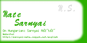 mate sarnyai business card